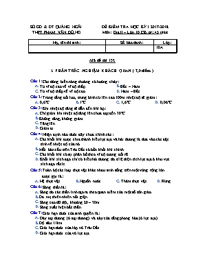 Bộ đề kiểm tra học kì I môn Địa lý Lớp 10 (Cơ bản) - Năm học 2017-2018 - Trường THPT Phạm Văn Đồng